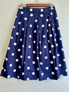 Boden Polka Dot Cotton Midi Skirt